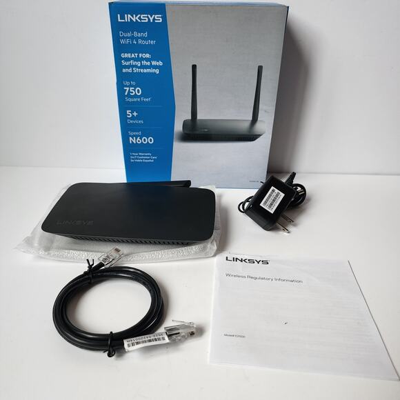 Linksys Dual Band WiFi 4 Router 750 Feet 5 Devices N600 Speed Lightly Used E2500 - Picture 1 of 14